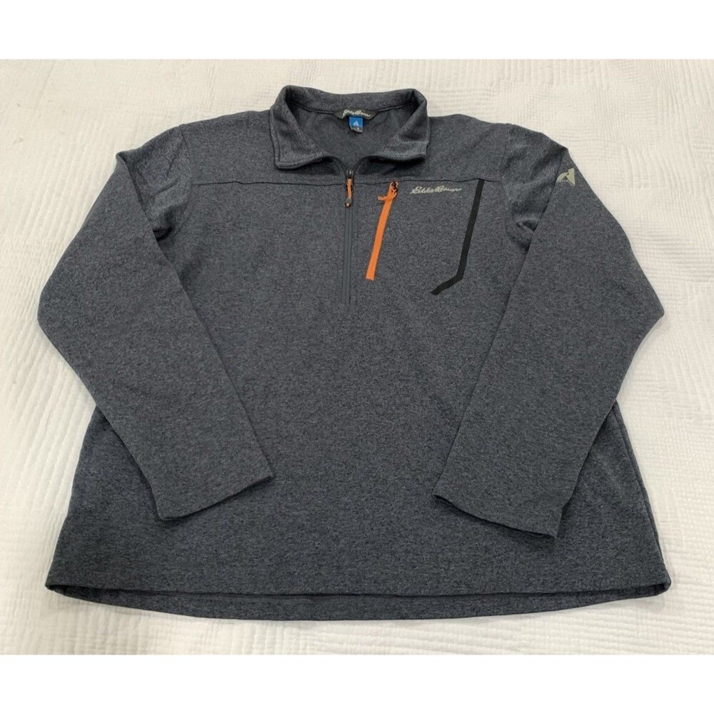 Eddie Bauer FIRST ASCENT Mens XL Gray Blue Heather Quarter Zip Pullover Jacket
